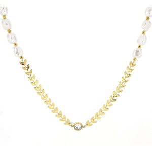 COLLANA CM 40+5 PERLA IN ACCIAIO