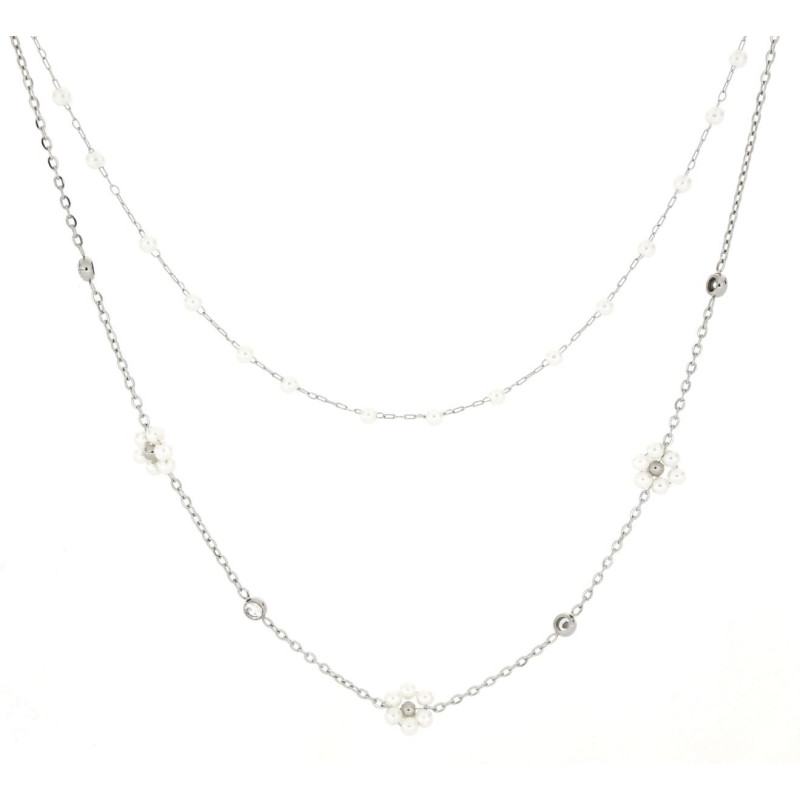 COLLANA CM 36+5 PERLA IN ACCIAIO