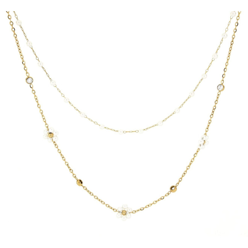 COLLANA CM 36+5 PERLA IN ACCIAIO