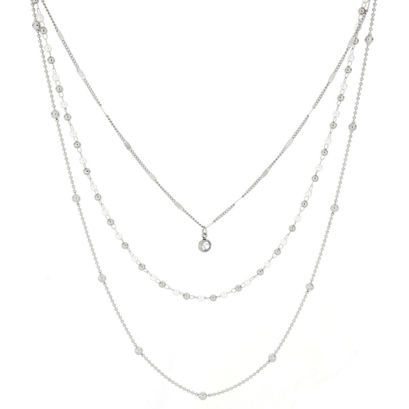 COLLANA CM 76+5 PERLA IN ACCIAIO