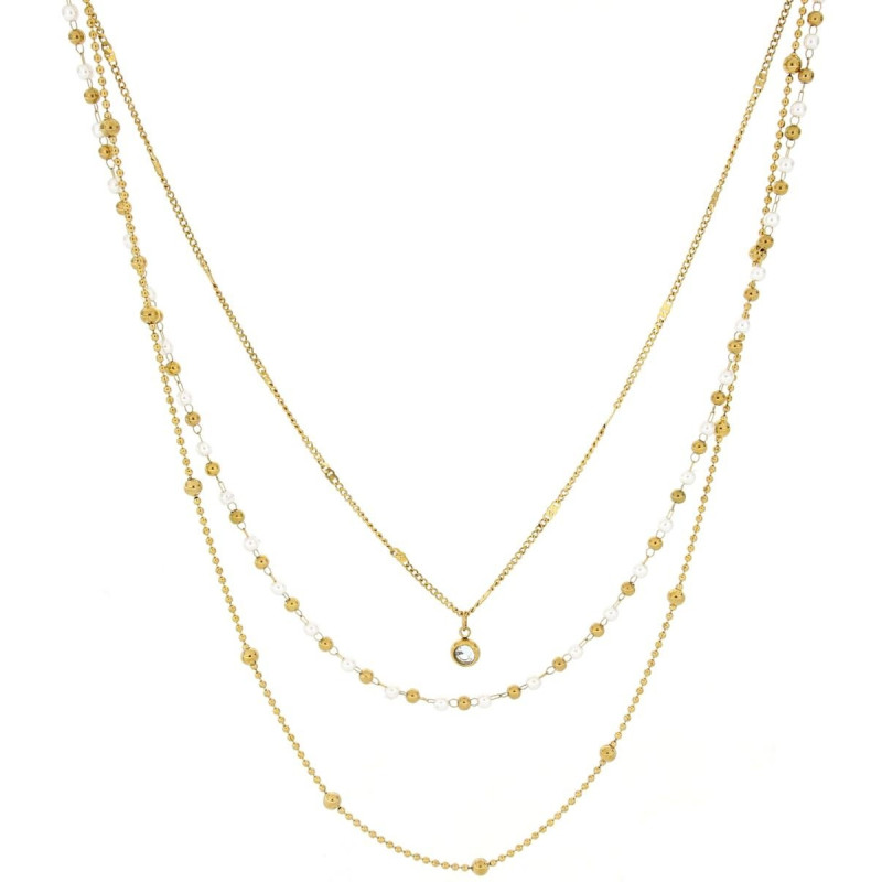 COLLANA CM 76+5 PERLA IN ACCIAIO