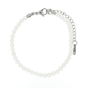 BRACCIALE CM 19+5 PERLA MM 4 IN ACCIAIO