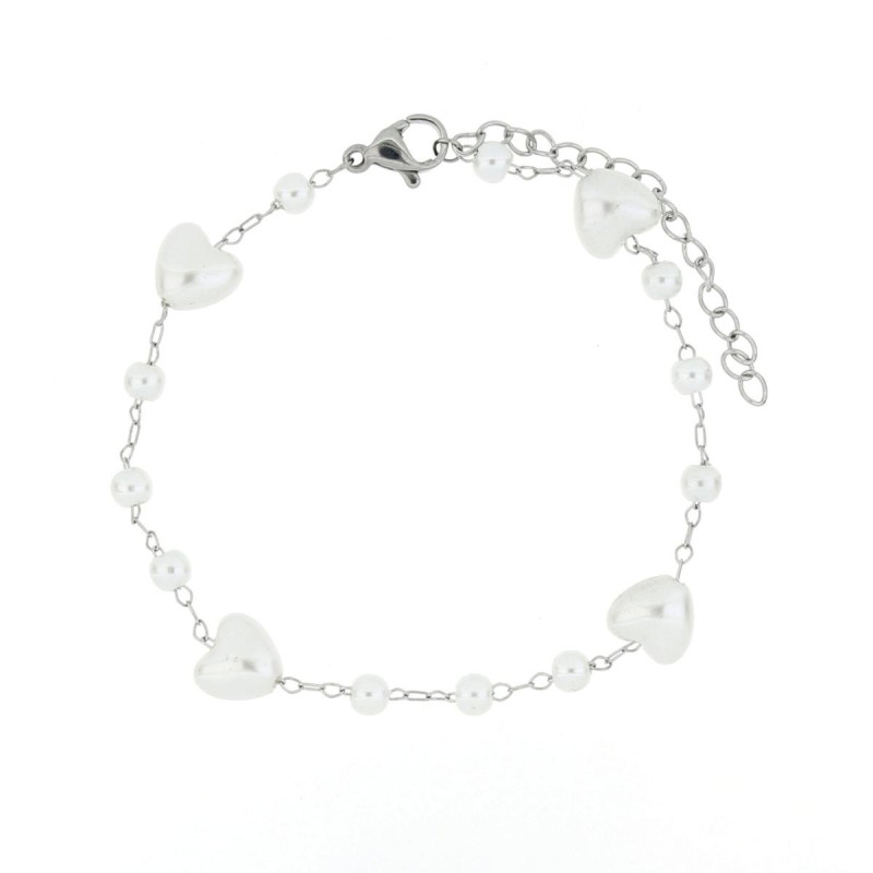 BRACCIALE CM 18+5 PERLA MM 8 IN ACCIAIO