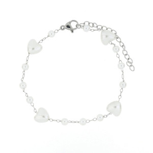 BRACCIALE CM 18+5 PERLA MM 8 IN ACCIAIO
