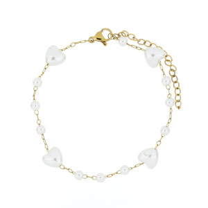 BRACCIALE CM 18+5 PERLA MM 8 IN ACCIAIO