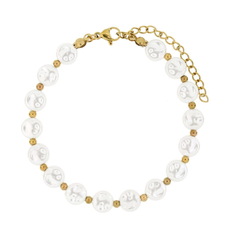BRACCIALE CM 18+5 PERLA MM 8 IN ACCIAIO