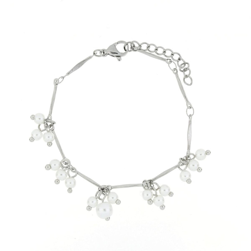 BRACCIALE CM 16+3 PERLA MM 4 IN ACCIAIO