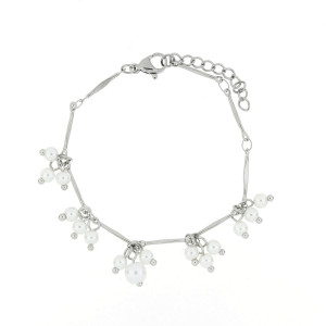 BRACCIALE CM 16+3 PERLA MM 4 IN ACCIAIO