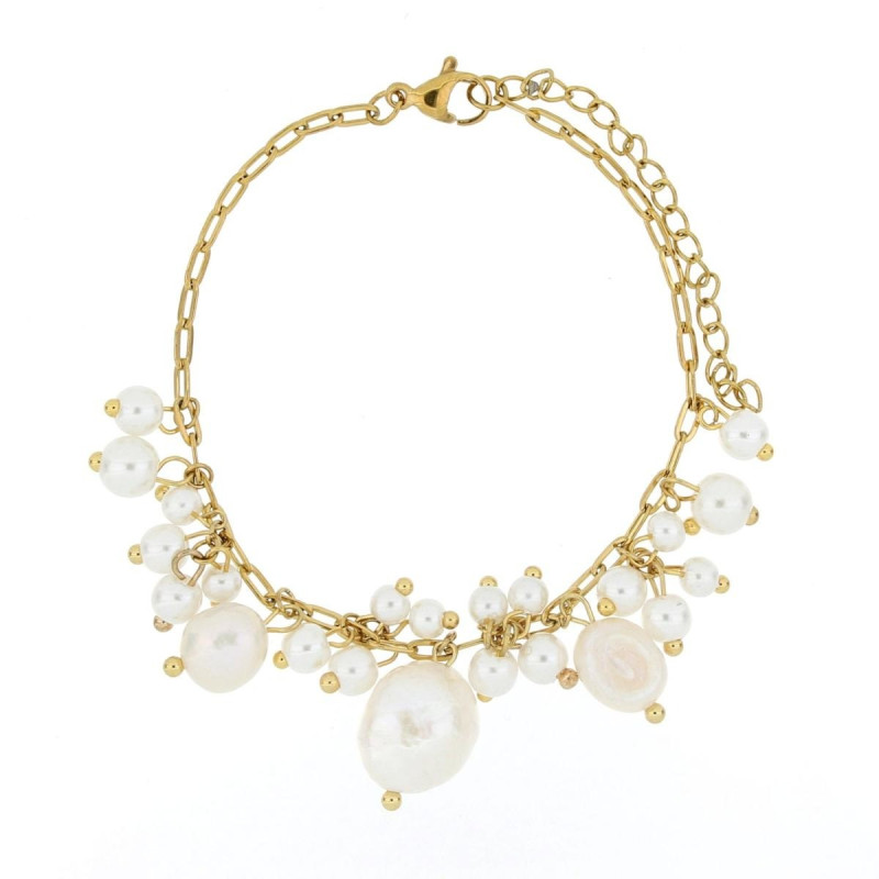 BRACCIALE CM 17+5 PERLA MM 10 IN ACCIAIO