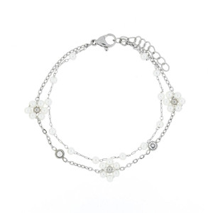 BRACCIALE CM 16+5 PERLA MM 3 IN ACCIAIO