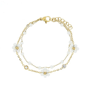 BRACCIALE CM 16+5 PERLA MM 3 IN ACCIAIO