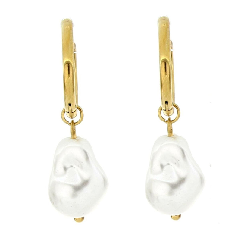 ORECCHINI PERLA MM 14 IN ACCIAIO