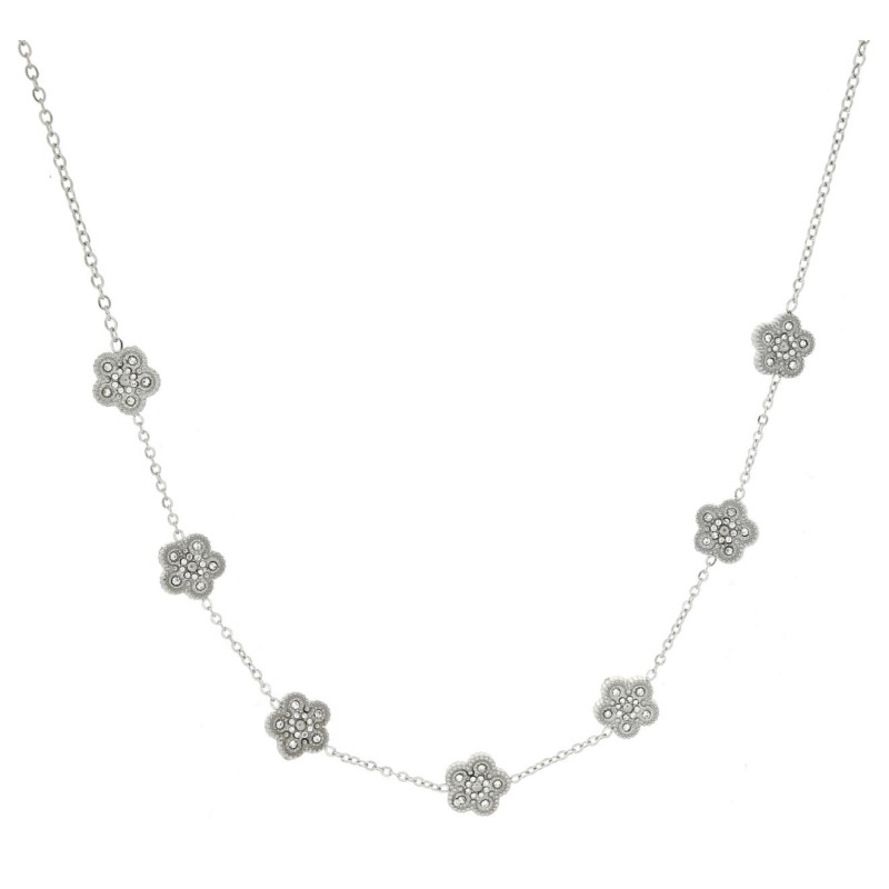 COLLANA CM 39+5 CALLIOPE IN ACCIAIO FIORE MM 7