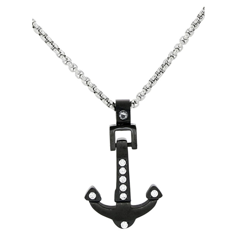 PENDENTE UOMO IN ACCIAIO CM 45+5 ANCORA MM 25