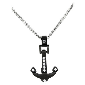 PENDENTE UOMO IN ACCIAIO CM 45+5 ANCORA MM 25