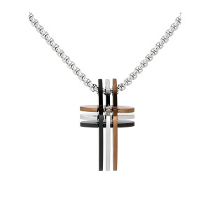 PENDENTE UOMO IN ACCIAIO CM 45+5 CROCE MM 20X12