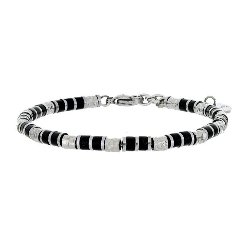 BRACCIALE UOMO IN PIETRA E ACCIAIO CM 19+3