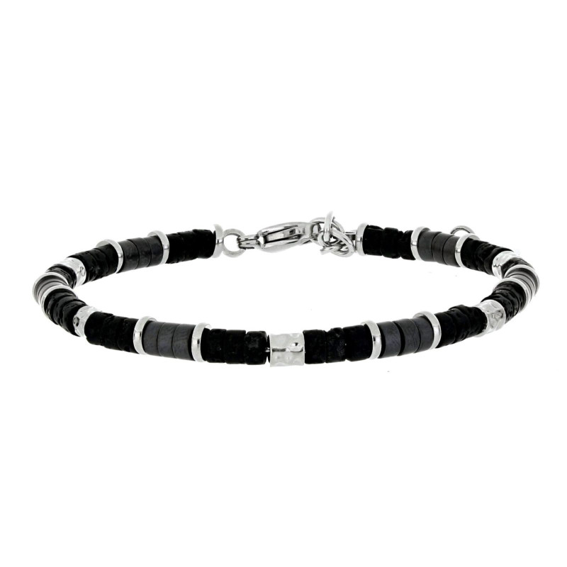 BRACCIALE UOMO IN PIETRA E ACCIAIO CM 19+3