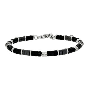 BRACCIALE UOMO IN PIETRA E ACCIAIO CM 19+3
