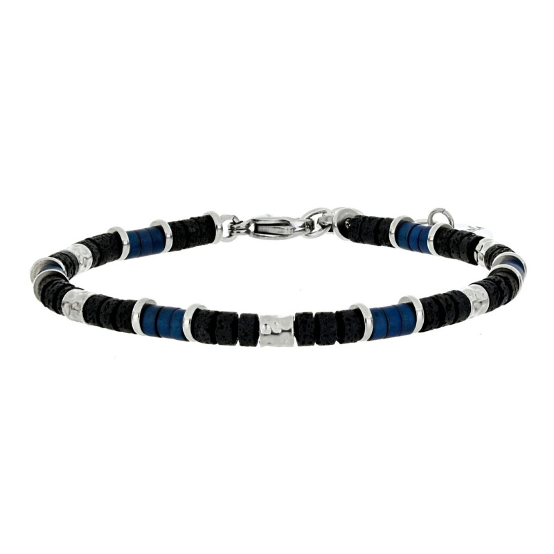 BRACCIALE UOMO IN PIETRA E ACCIAIO CM 19+3