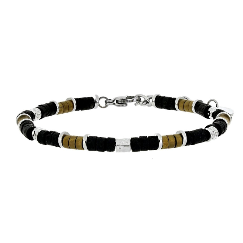 BRACCIALE UOMO IN PIETRA E ACCIAIO CM 19+3