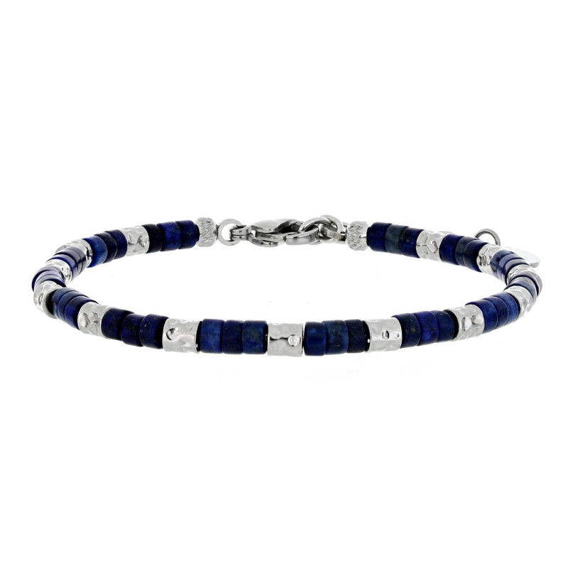 BRACCIALE UOMO IN PIETRA E ACCIAIO CM 19+3
