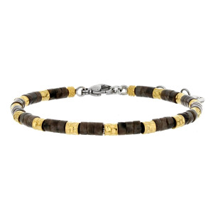 BRACCIALE UOMO IN PIETRA E ACCIAIO CM 19+3