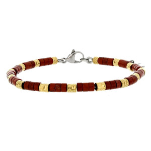 BRACCIALE UOMO IN PIETRA E ACCIAIO CM 19+3