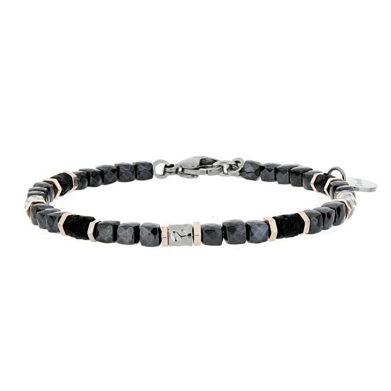 BRACCIALE UOMO IN PIETRA E ACCIAIO CM 18+3