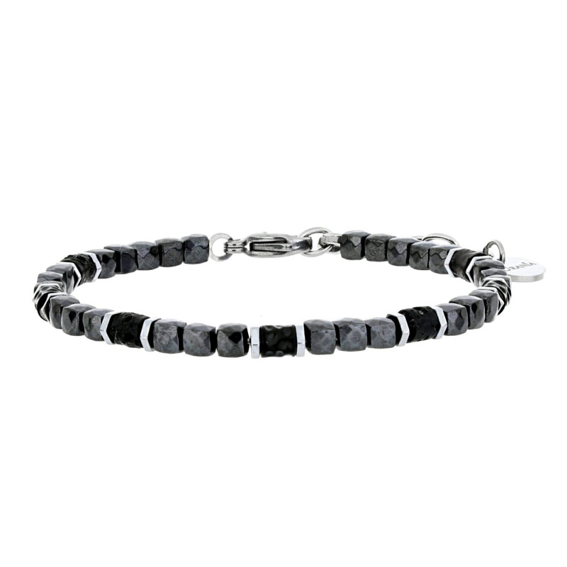 BRACCIALE UOMO IN PIETRA E ACCIAIO CM 18+3