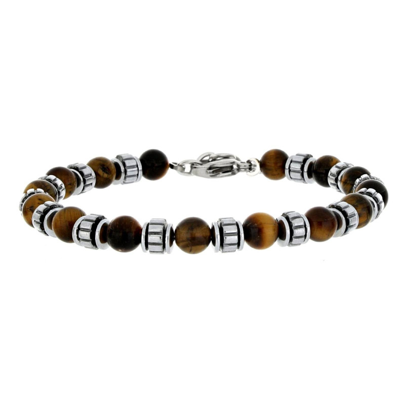 BRACCIALE UOMO IN PIETRA E ACCIAIO CM 19+3