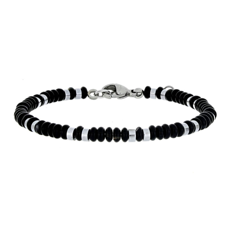 BRACCIALE UOMO IN PIETRA E ACCIAIO CM 19+3
