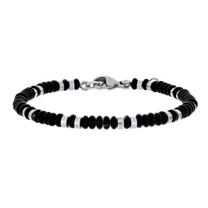 BRACCIALE UOMO IN PIETRA E ACCIAIO CM 19+3