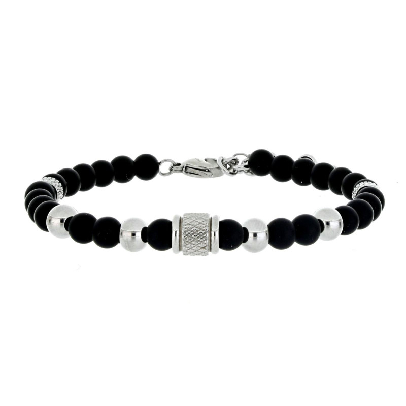 BRACCIALE UOMO IN PIETRA E ACCIAIO CM 19+3