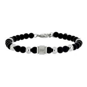 BRACCIALE UOMO IN PIETRA E ACCIAIO CM 19+3