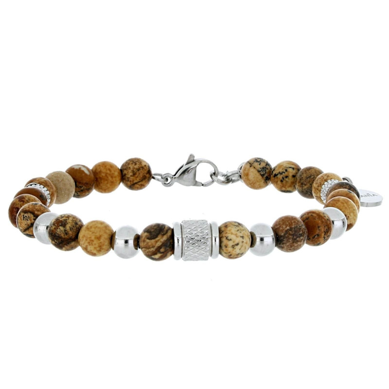 BRACCIALE UOMO IN PIETRA E ACCIAIO CM 19+3