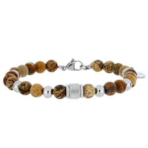 BRACCIALE UOMO IN PIETRA E ACCIAIO CM 19+3