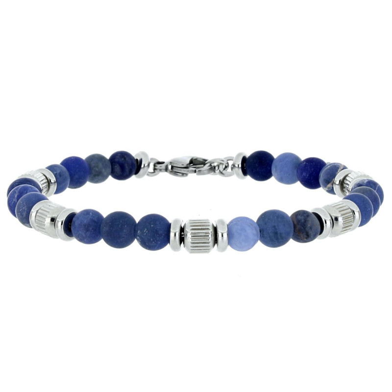 BRACCIALE UOMO IN PIETRA E ACCIAIO CM 19+3