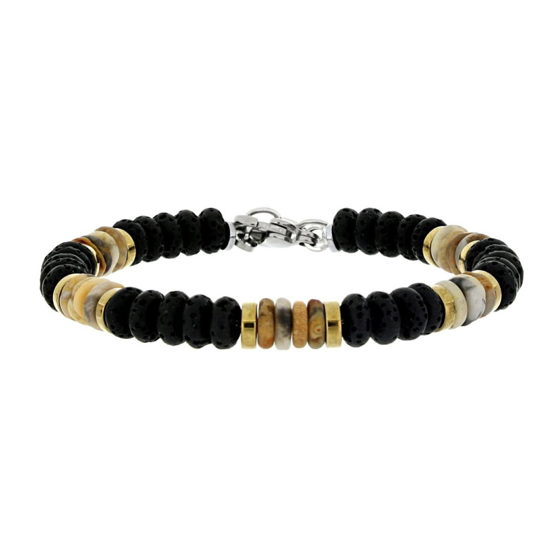 BRACCIALE UOMO IN PIETRA E ACCIAIO CM 18+3
