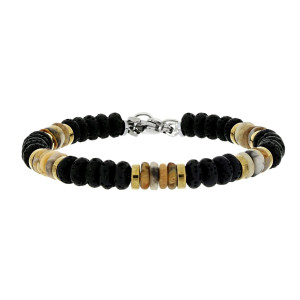 BRACCIALE UOMO IN PIETRA E ACCIAIO CM 18+3