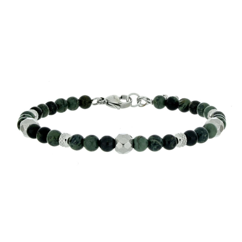 BRACCIALE UOMO IN PIETRA E ACCIAIO CM 19+3