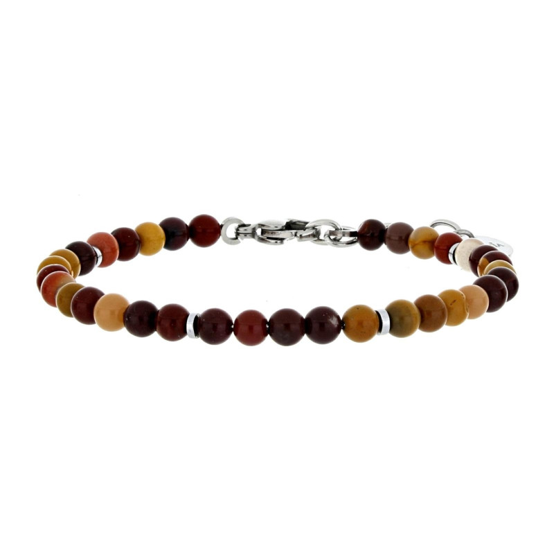 BRACCIALE UOMO IN PIETRA E ACCIAIO CM 19+3