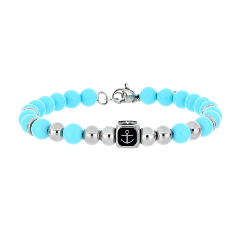 BRACCIALE UOMO IN PIETRA E ACCIAIO CM 19+3