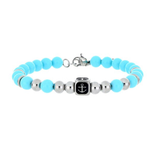 BRACCIALE UOMO IN PIETRA E ACCIAIO CM 19+3