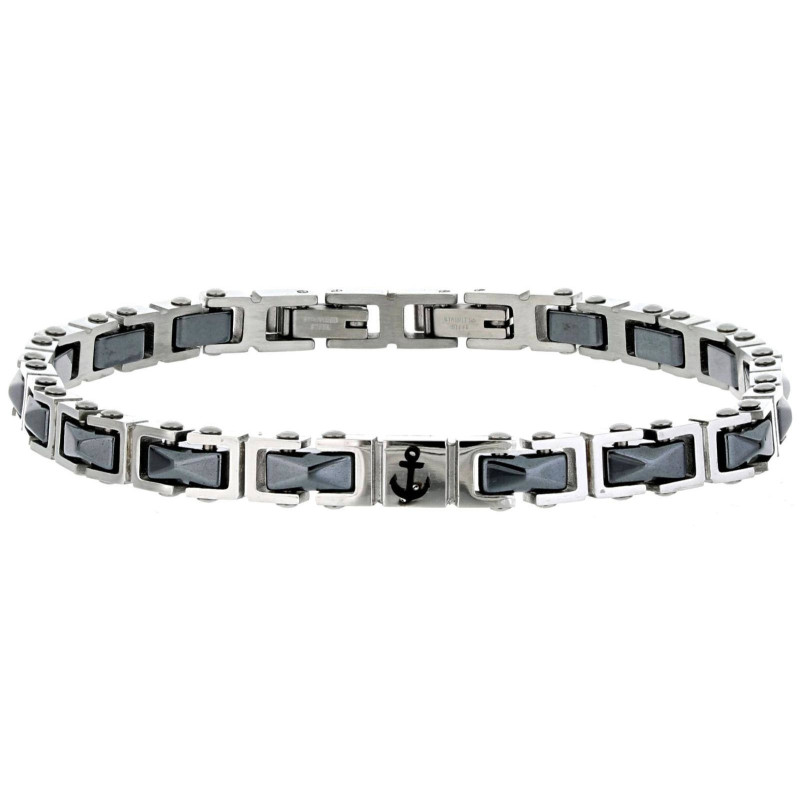 BRACCIALE CM 21 UOMO IN ACCIAIO E CERAMICA