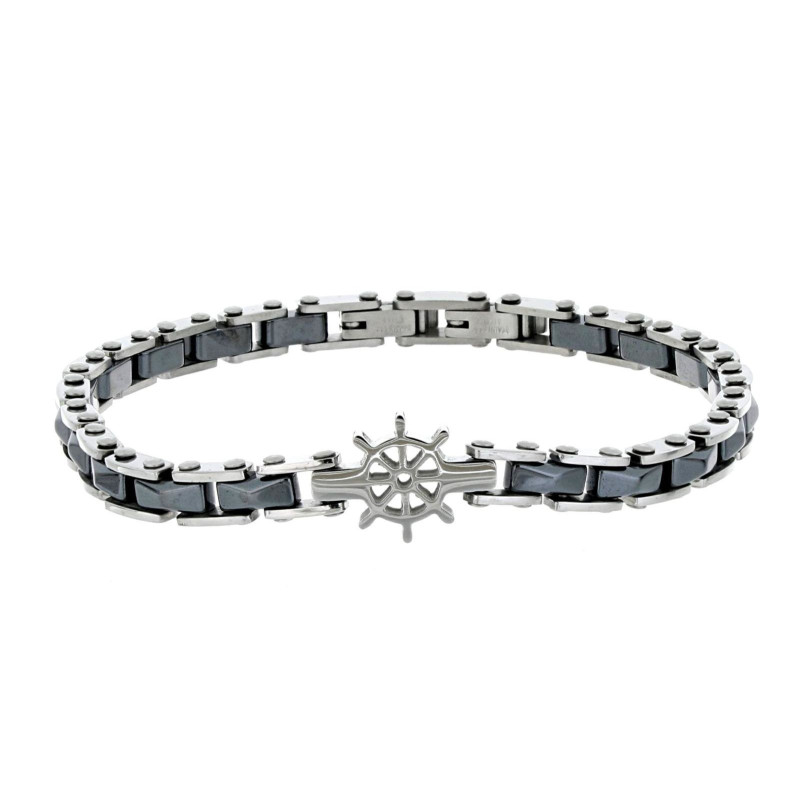 BRACCIALE CM 20 UOMO IN ACCIAIO E CERAMICA