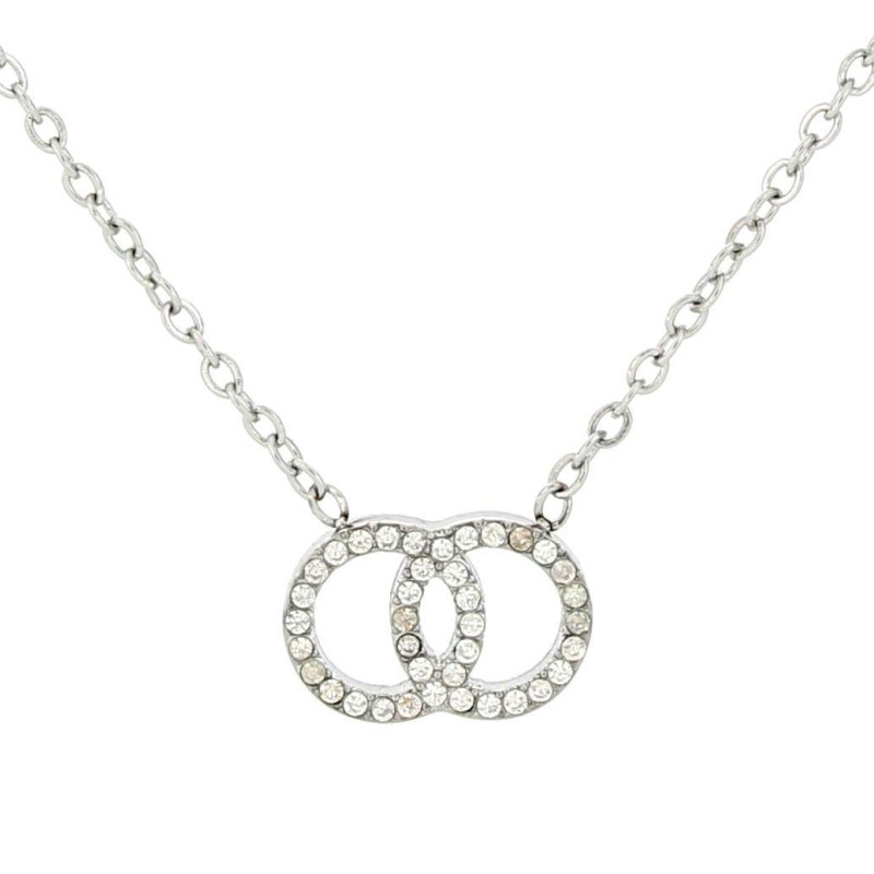 COLLANA "ADANA" CM 39+5 CON ZIRCONI IN ACCIAIO MM 9