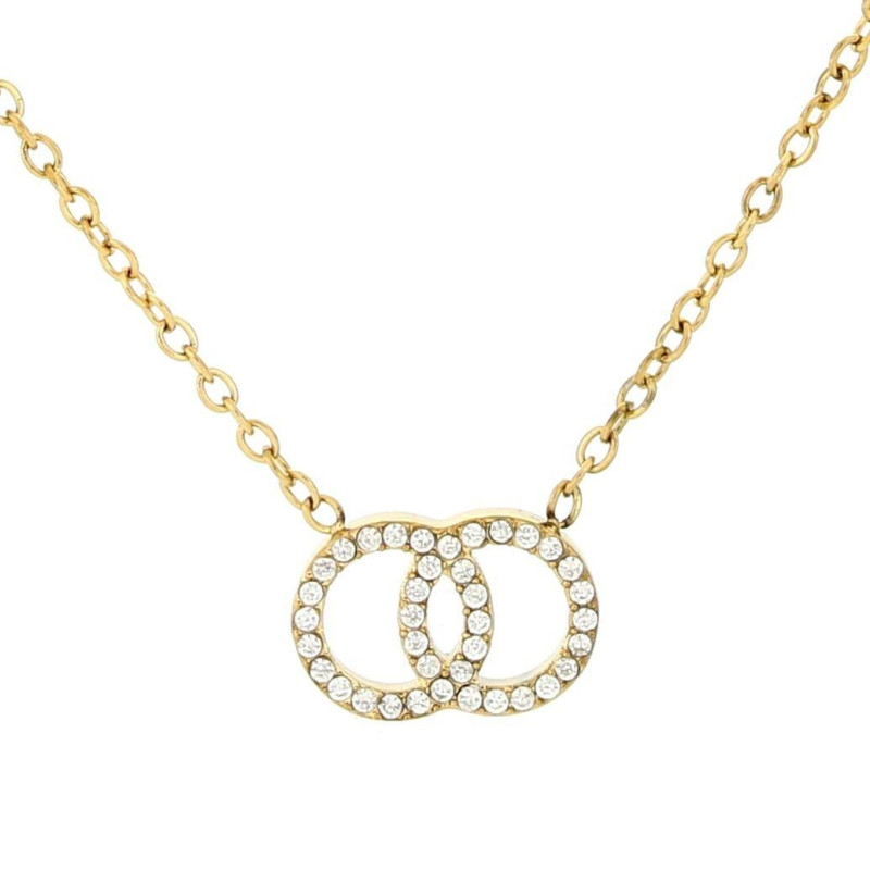COLLANA "ADANA" CM 39+5 CON ZIRCONI IN ACCIAIO MM 9