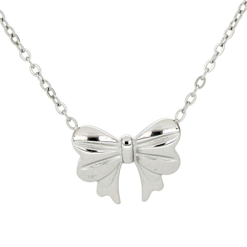 COLLANA "ADANA" CM 39+5 CON ZIRCONI IN ACCIAIO FIOCCO MM 13
