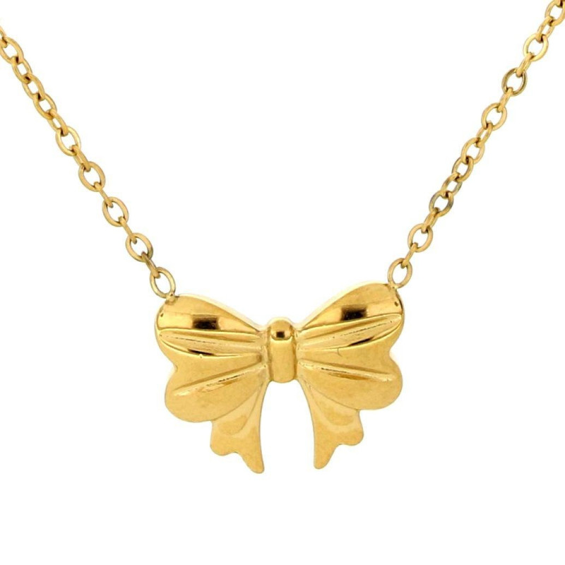 COLLANA "ADANA" CM 39+5 CON ZIRCONI IN ACCIAIO FIOCCO MM 13